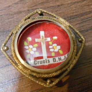 Antique Reliquary Relic Of The True Cross Catholic Crucis D.  N.  J.  C.