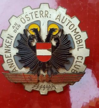 Andenken An Der Osterr Automobil Club Enamel Vintage Car Radiator Grille Badge.