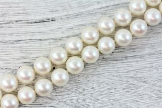 Vintage 14k Gold 6.  5mm Pearl Necklace Bead Classic Luxury High End 17.  25 "