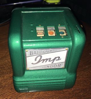 Antique Coin Operated Imp Gumball Vendor Trade Stimulator / Slot Machine.