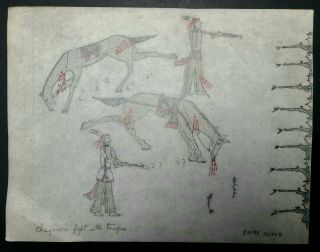 Indian School Ledger Drawing.  1915.
