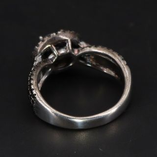 VTG Sterling Silver - SIGNED Round - Cut Black CZ Halo Cocktail Ring Size 6 - 4g 3