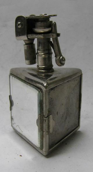 Vintage Art Deco Mirrored Metal Triangle Pop - Up Arm Lighter - - Wear -