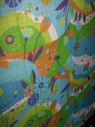 Vintage Cotton Blend Fabric Multi Colored Flowers Sheer 2 Yds,  18 " X 45 " Wide