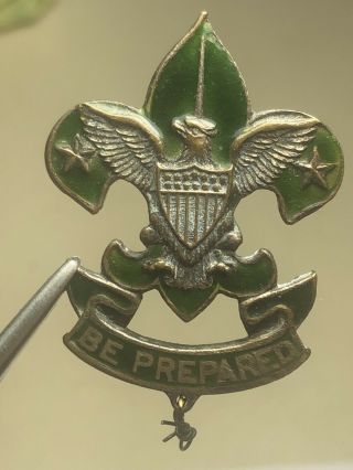 Antique 1917 - 1919 Scoutmaster Green Enamel Pin Boy Scouts Bsa