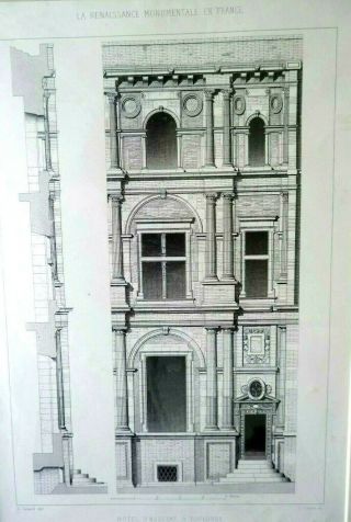 Great French Architectural Drawing Print 