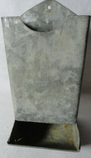 Vintage Galvanized Hand Made Wall Mount Match Holder.  5 1/2 "