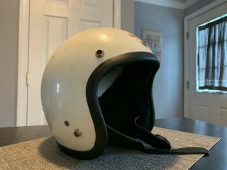 Vintage Bell Rt White Open Face Helmet Size 6 7/8 (55cm) Bell R/t Helmet 1978