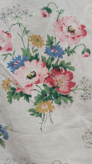 Vintage 1930s Fabric Floral Bouquets Linen Sweet English Cottage Style