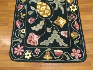 Hand Hooked Vintage/antique Wool Rug,  Pineapples 34” By 69”