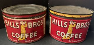 Vintage Hills Bros Coffee Tin (2) Old Coffee Cans