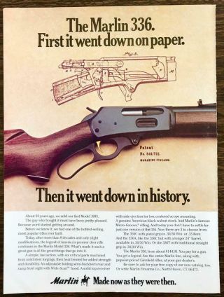 1977 Marlin Model 336 Hunting Rifle Print Ad Made Now As They Were Then