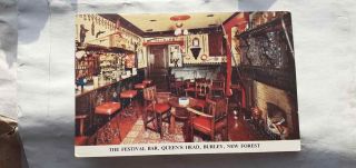 Vintage Postcard,  Festival Bar,  Queens Head,  Burley,  Forest,  1980,  Non - Posted