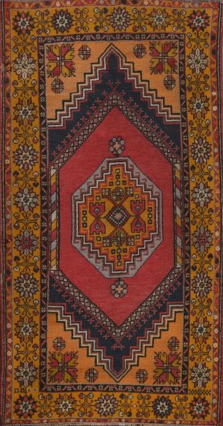 Vintage Geometric Tribal Anatolian Turkish Area Rug Hand - Knotted Wool 4x7 Carpet