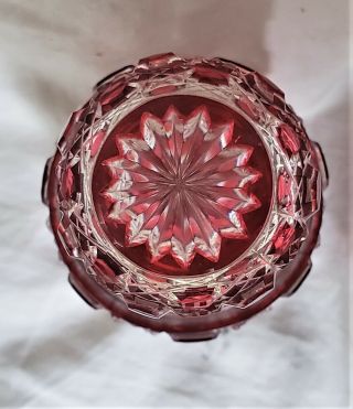 Antique Baccarat Red Cut to Clear Large Crystal Perfume Bottle w/Stopper 5