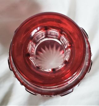 Antique Baccarat Red Cut to Clear Large Crystal Perfume Bottle w/Stopper 6