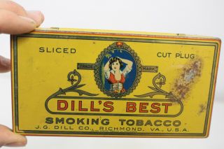 Vintage Dills Best Smoking Tobacco Tin Can Advertising - M18