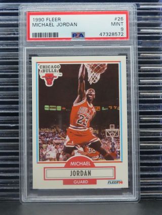 1990 - 91 Fleer Michael Jordan Card 26 Psa 9 Bulls (72) B40