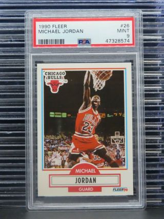 1990 - 91 Fleer Michael Jordan Card 26 Psa 9 Bulls (74) B40