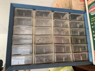 Vintage Akro - Mils 24 Drawer Metal Storage Cabinet W/ 24 Adjustable Dividers