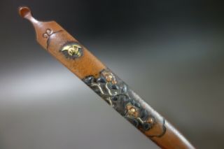 Kougai Japanese Samurai Flower Bird Suaka Copper Gold Inlay Sword Fitting Tsuba