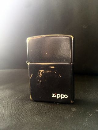 Vintage Zippo Lighter Black Finish Painted Logo Brass 1990s