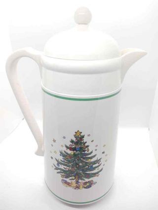 Vintage Nikko Ceramics Happy Holidays Coffee Carafe Pot Pitcher Christmas Tree