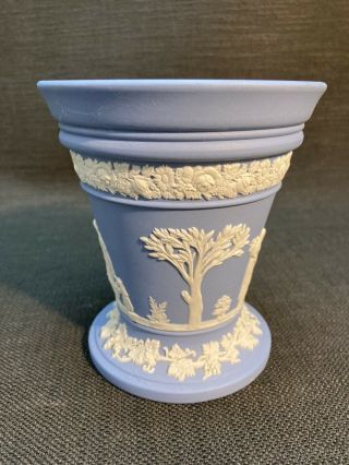 Vintage Wedgwood Blue & White Jasperware Vase A/F 2