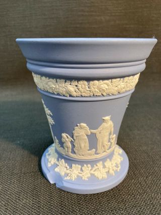 Vintage Wedgwood Blue & White Jasperware Vase A/F 3