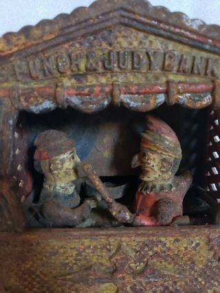 19thC Antique Punch and Judy Cast Iron Mechanical Bank,  Shepard Hardware Co, 2
