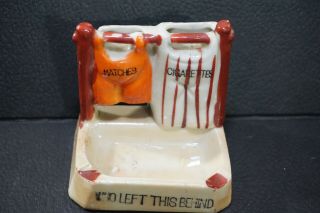 Vintage Who Left This Behind Matches Cigarettes Ashtray Holder Made In Japan