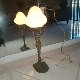 Naked Lady Lamp Art Deco With Glass Shade