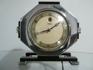 Art Deco Machine Age Modernist Chrome Smiths Electric Mantel Clock 1934