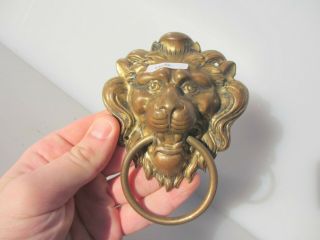 Vintage Brass Lion Head Loop Handles Pulls Old Hardware Drawer Tie Antique