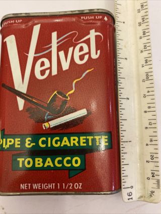 2 Vintage Velvet Pipe And Cigarette Tobacco Tins 2