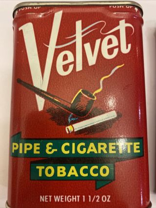 2 Vintage Velvet Pipe And Cigarette Tobacco Tins 3