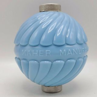 Blue Milk Glass Maher Manufacturing Co.  Lightning Rod Ball - Preston Iowa 2