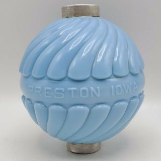Blue Milk Glass Maher Manufacturing Co.  Lightning Rod Ball - Preston Iowa 5