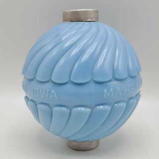 Blue Milk Glass Maher Manufacturing Co.  Lightning Rod Ball - Preston Iowa 6