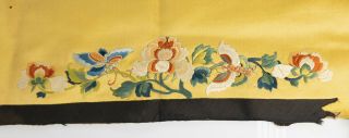 Antique Chinese Embroidered Silk Robe Panel Floral Cover Fragment 3