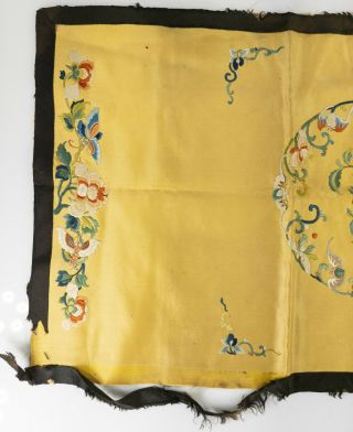 Antique Chinese Embroidered Silk Robe Panel Floral Cover Fragment 4