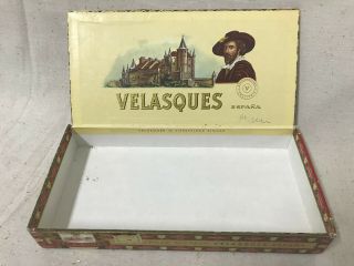 Vintage Cardboard Empty Cigar Box Humidor VELASQUES Spain Sigaren Holland Dutch 2