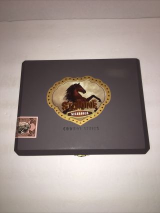 Stallone Cowboy Series Toro Broad Leaf Empty Wooden Cigar Box Humidor With Clasp 3
