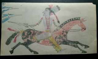 Indian School Ledger Drawing.  Henry Mato 1918.