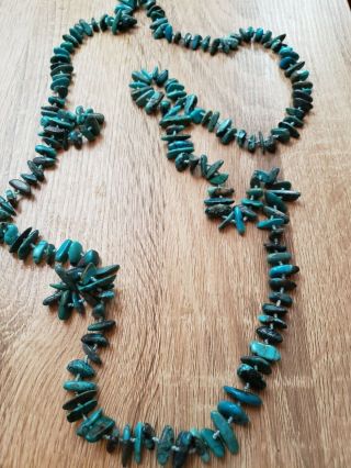 Vintage Native American Turquoise Nugget Necklace 60 "