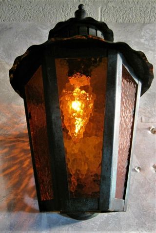 Sconce Porch / Wall Light Solid Copper Vintage Mission Arts & Crafts Patina 2