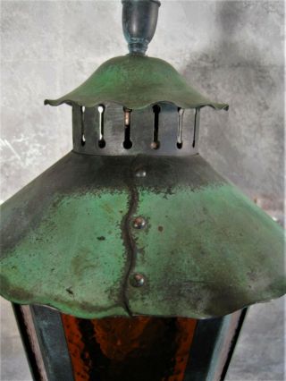Sconce Porch / Wall Light Solid Copper Vintage Mission Arts & Crafts Patina 3
