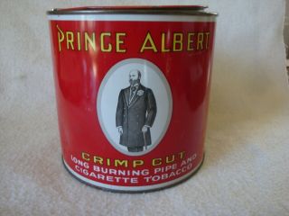 Vintage Prince Albert Pipe & Cigarette Tobacco Round 14 oz TIN EMPTY CAN w/Openr 2