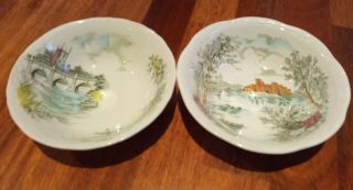 Vintage Hand Painted Collectable Bowls Set Of 2 Alfred Meakin England Queens.