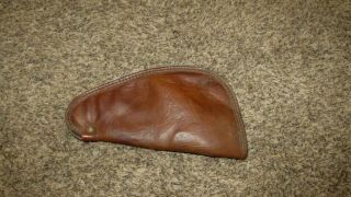 Vintage Brown Soft Leather Pistol Gun Case Lambs Wool Lined 11 